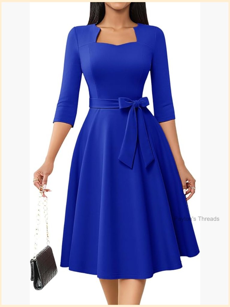 Elegant A-Line Cocktail Dress With Square Neck And 3/4 Sleeves